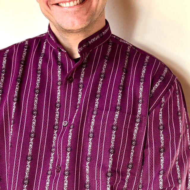 Chemise sans col violette