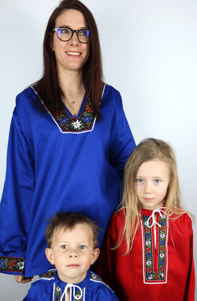 Blouse Folklorique enfant - bleue